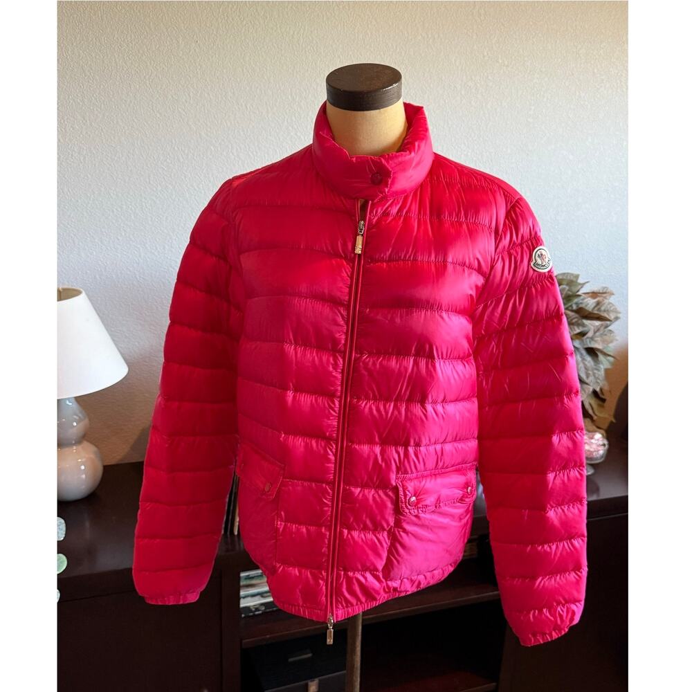 Moncler Lans Down Puffer quilted Ful Zip Jacket Coat + packing bag Pink Women 4